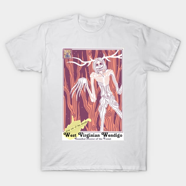 Wendigo Postcard Image T-Shirt by Ballyraven